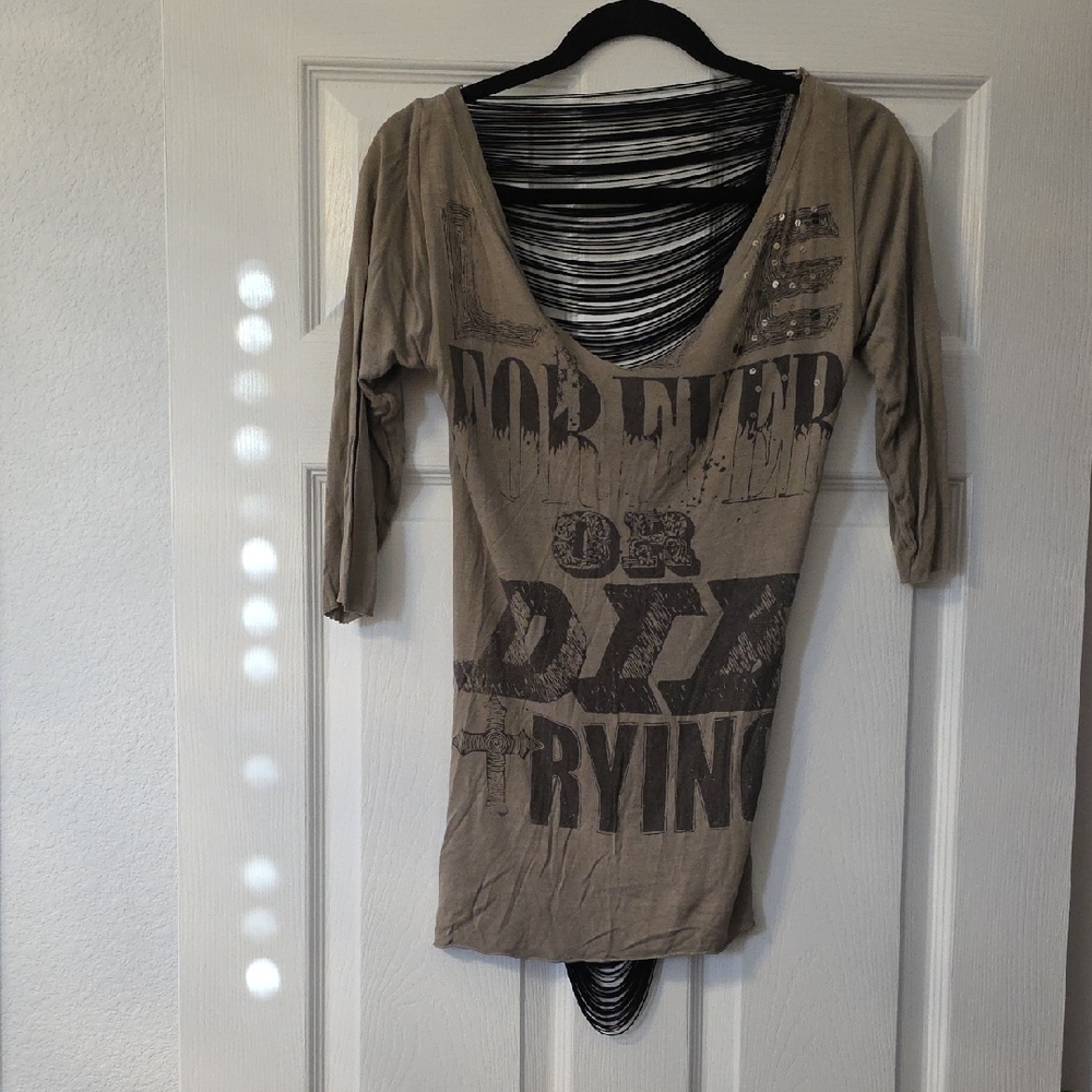 Women's Tan Graphic Short Sleeve Top